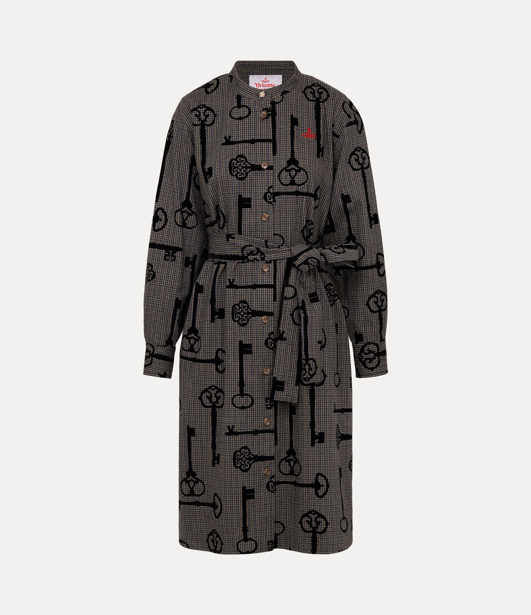 Key Flock Print Shirt Dress