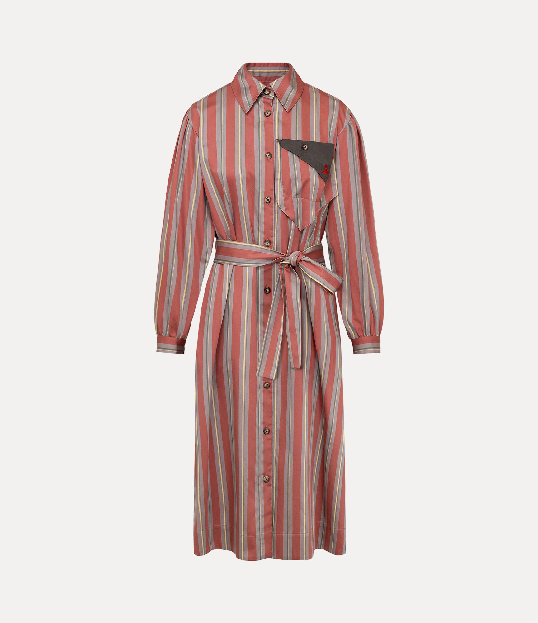 Satin Stripe Pocket Shirt Dress