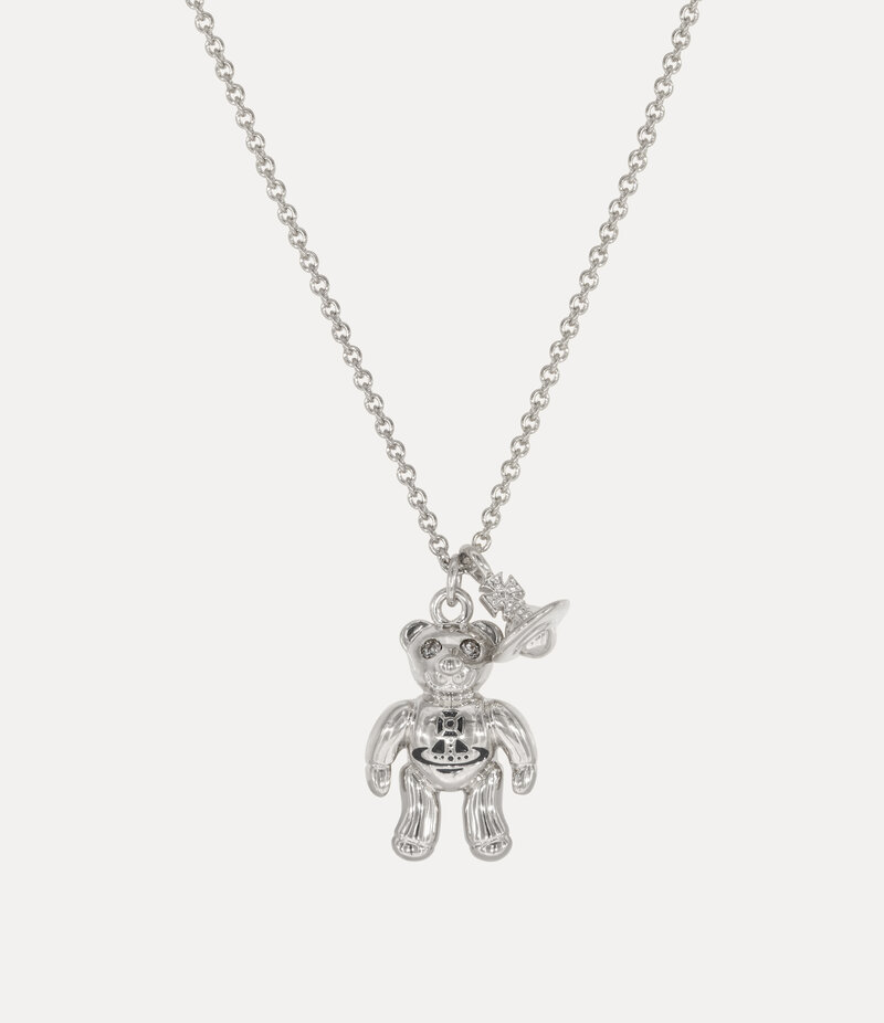 Vivienne Westwood Ruby Small Pendant Necklace in Platinum Black Diamond Crystal Black Enamel