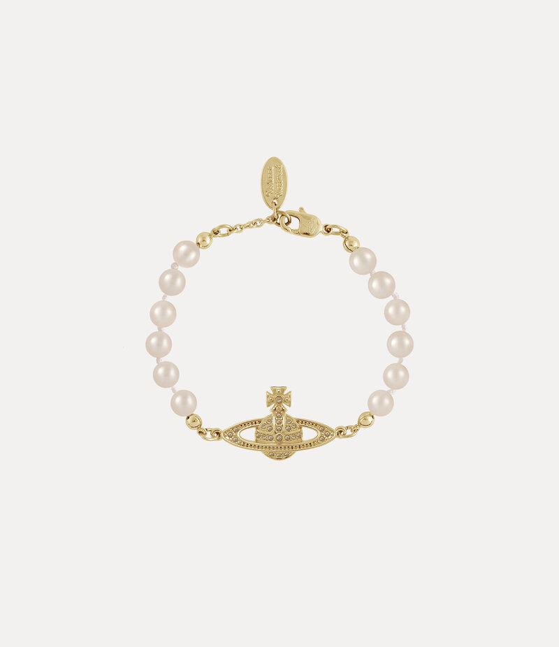 Vivienne Westwood Mini Bas Relief Pearl Bracelet in Gold