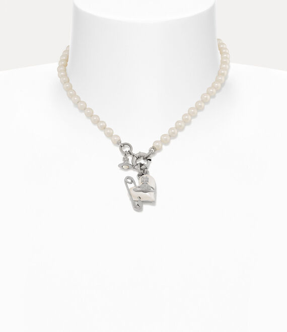 Vivienne Westwood Orietta Pearl Necklace In Platinum-creamrose-pearl
