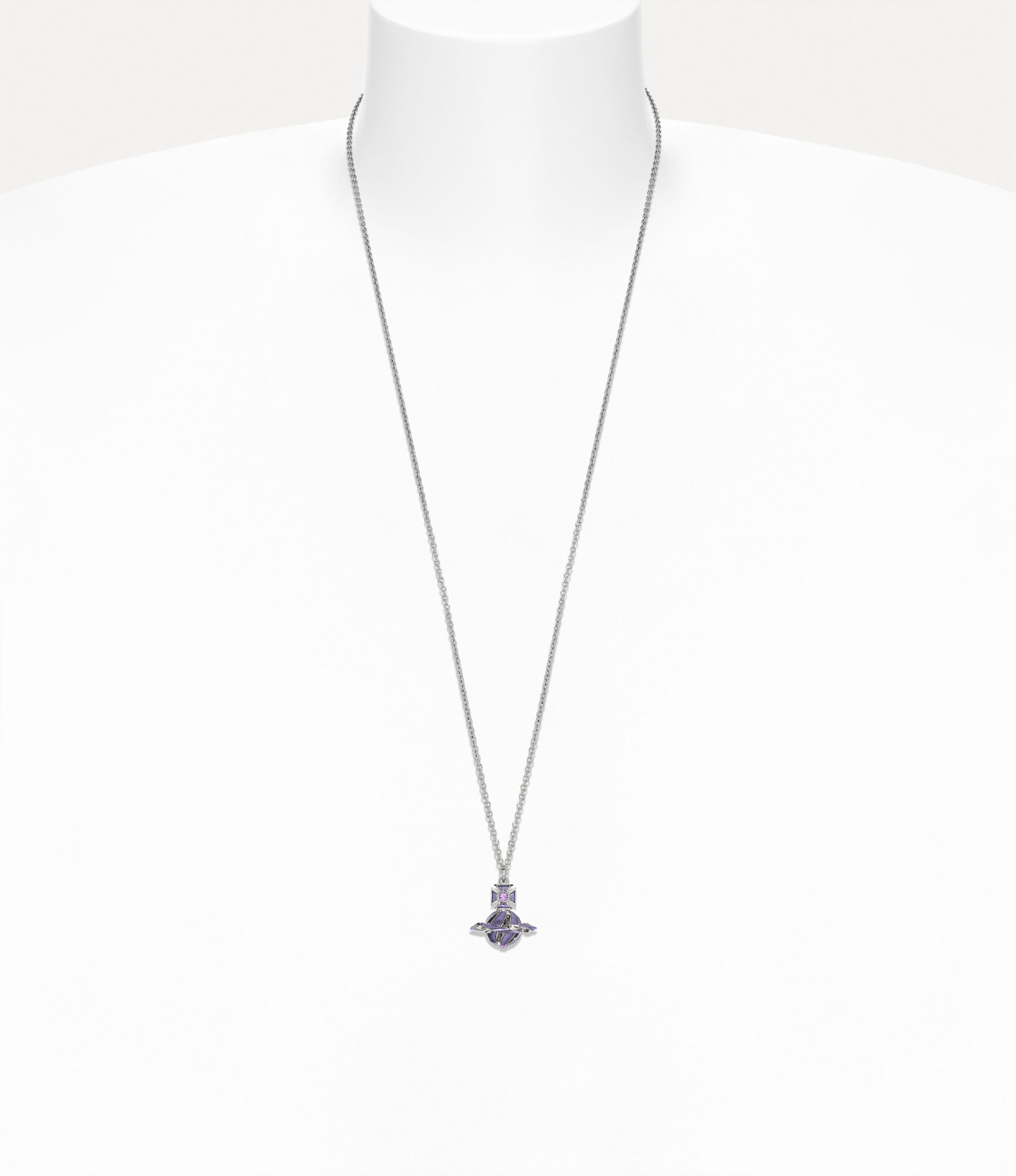 Samira Pendant Necklace in PLATINUM-VIOLET-Crystal-TRANSPARENT