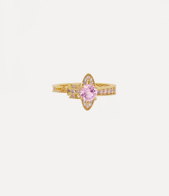 Shop Vivienne Westwood Maitena Ring In Gold-light-pink-nano-crystal-cz-