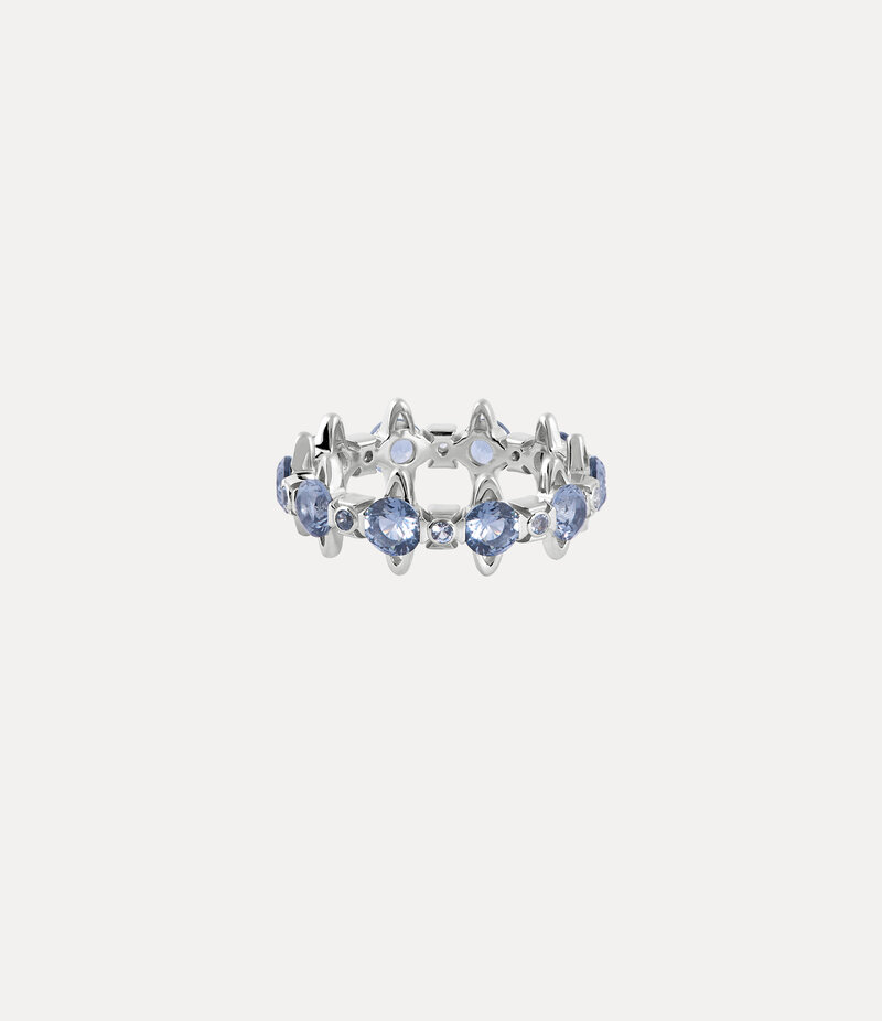 Vivienne Westwood Warwick Ring in Platinum Blue Cz
