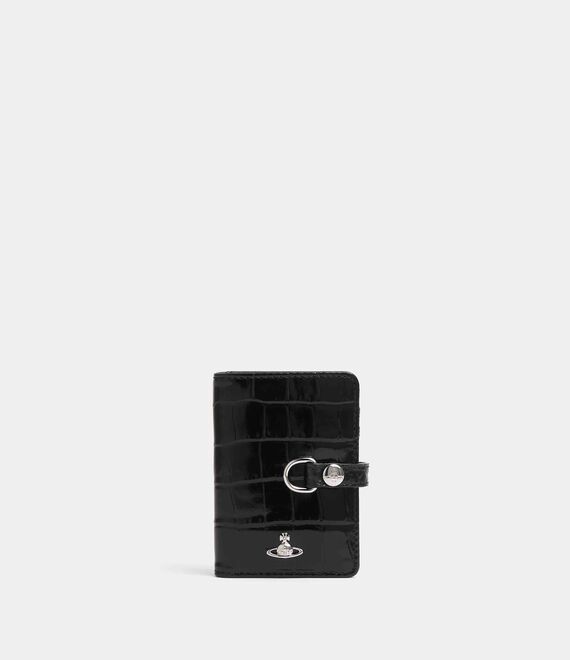 Vivienne Westwood Vertical Flap Card Holder Emboss Croc Leather Black One Size Unisex