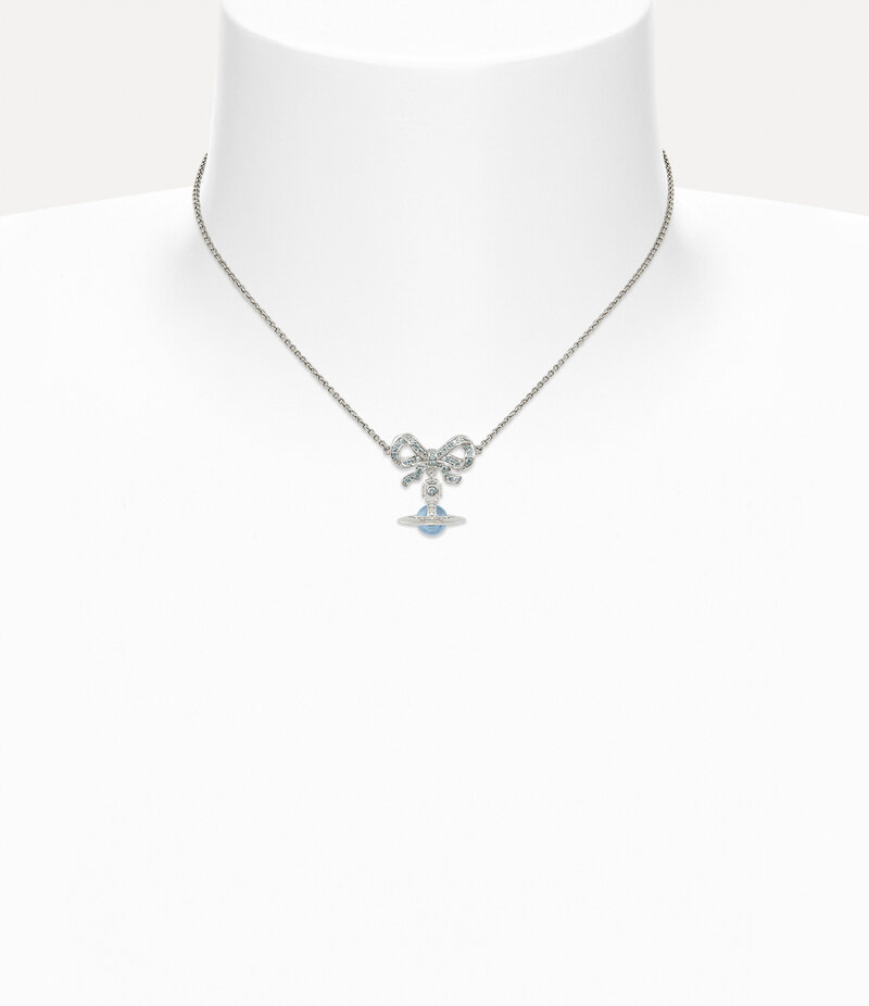 Vivienne Westwood Octavie Choker in Platinum Blue Aqua Cz