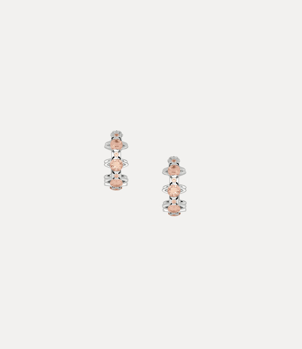 Vivienne Westwood Warwick Earrings in Platinum Peach Cz, view 2