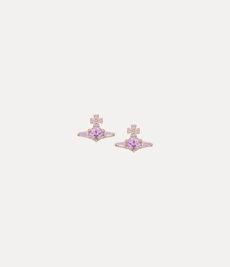Vivienne Westwood Ofelia Earrings -Gold-lavender-cz -Gold-lavender-cz