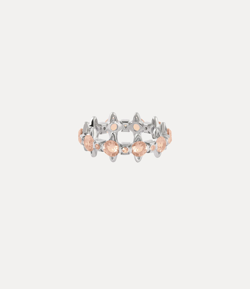 Vivienne Westwood Warwick Ring in Platinum Peach Cz