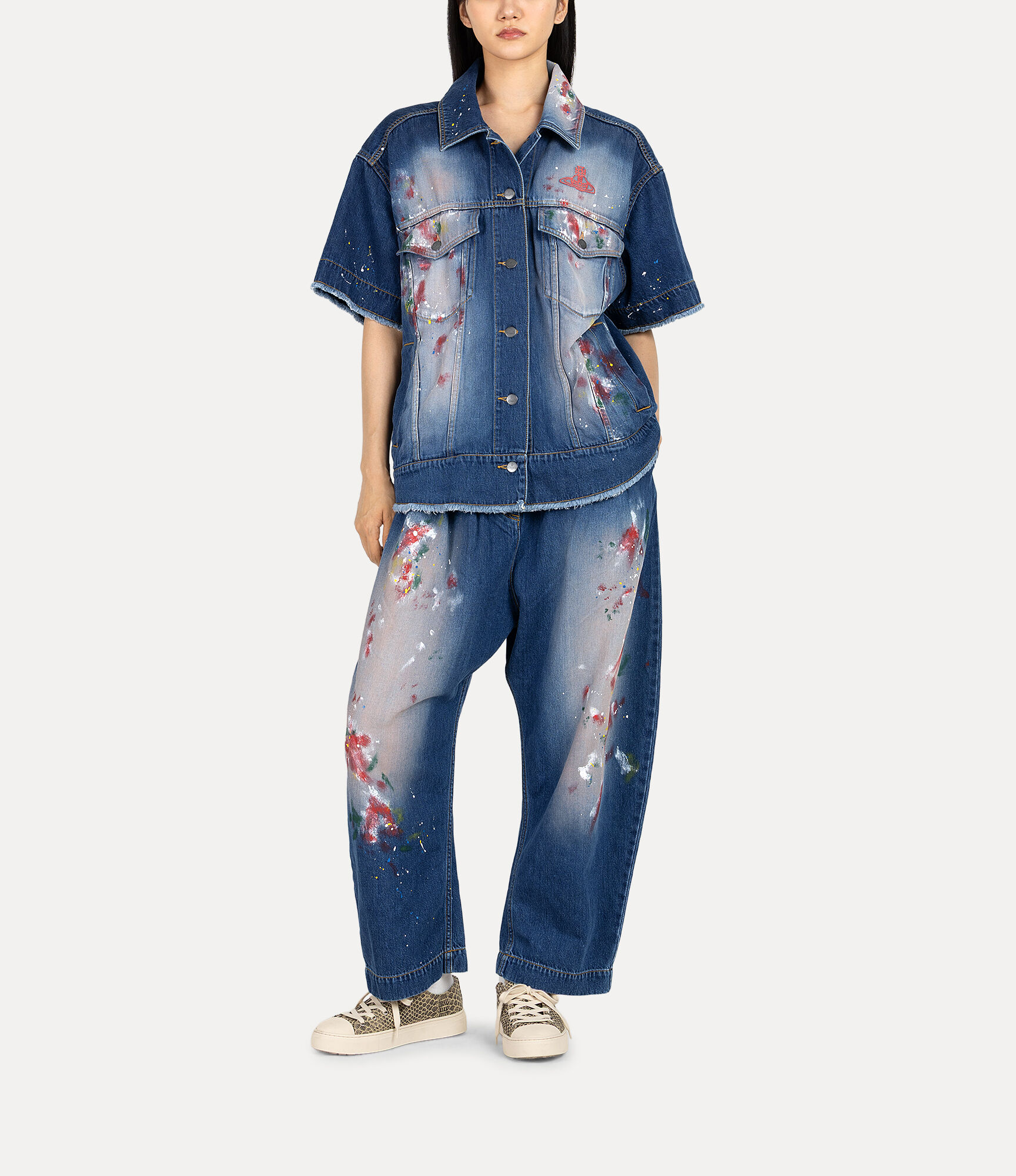 Hand Painted Denim Short Sleeve Jacket  large image number 2