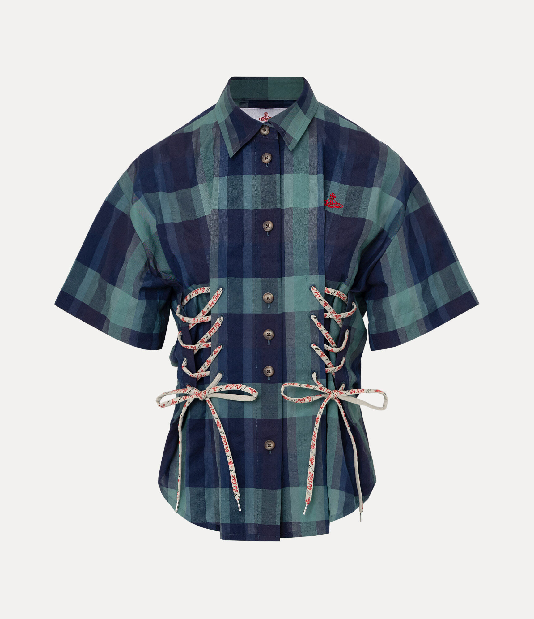 Check Side Lace-Up Shirt in GREEN | Vivienne Westwood®