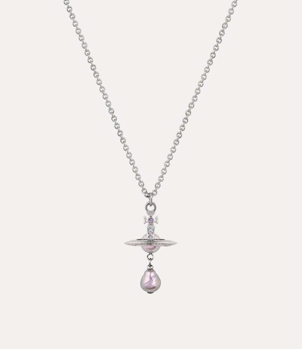 Vivienne Westwood Aleksa Pendant Necklace in platinum light purple pearl vitrail light crystal
