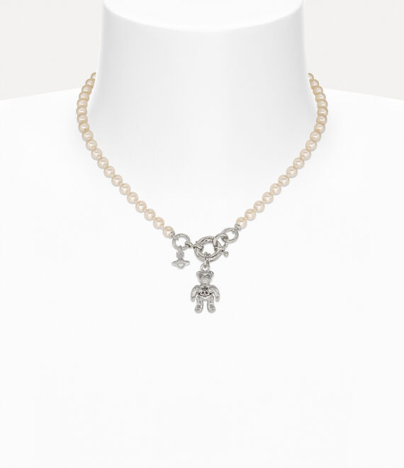 Vivienne Westwood Ruby Pearl Necklace Silver / Black Cubic Zirconia / Enamel Women