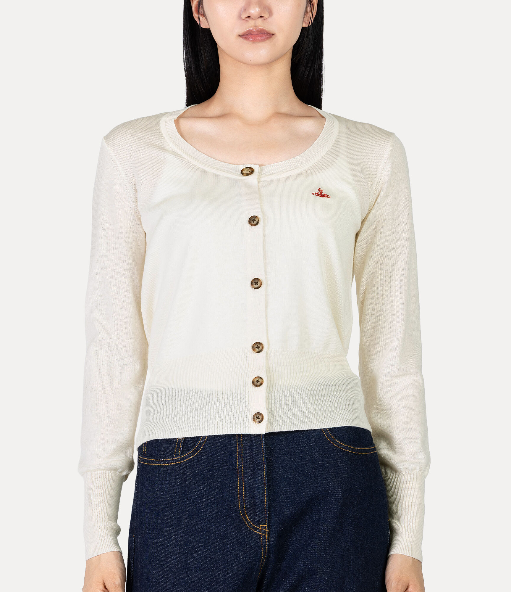 Fine Wool Round Neck Cardigan  large image number 4