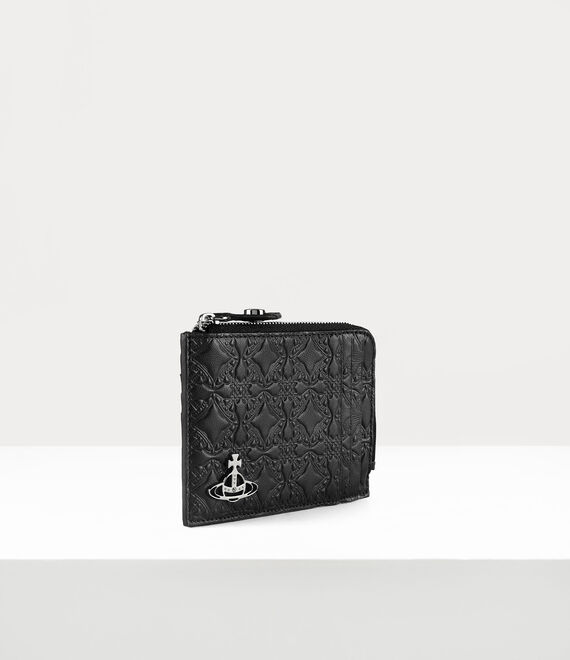 Embossed Card Holder With Zip in BLACK | Vivienne Westwood® Embossed Card Holder With Zip in BLACK | Vivienne Westwood®