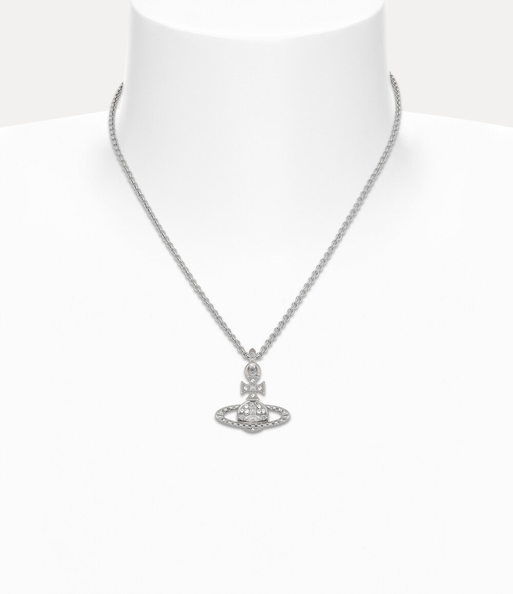 Vivienne Westwood Mayfair Bas Relief Pendant Necklace in Rhodium Crystal Crystal, view 3