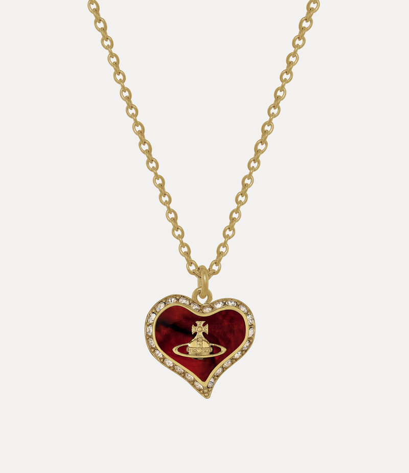 Vivienne Westwood Petra Pendant Necklace in Gold Copper Red Mop Honey Crystal