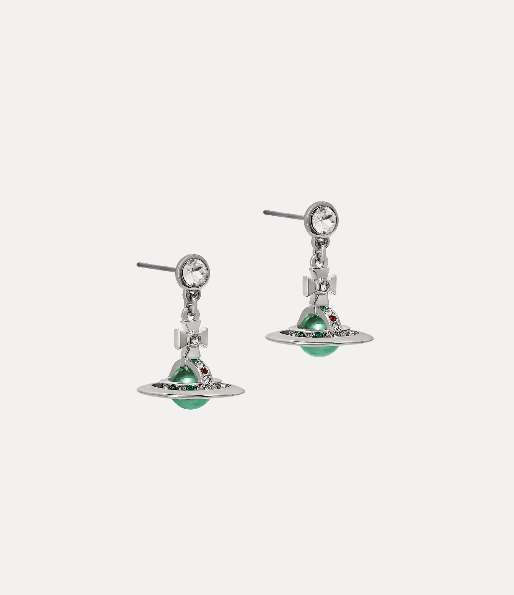 New Petite Orb Earrings in PLATINUM-MINT-GREEN-CZ-EMERALD-SIAM