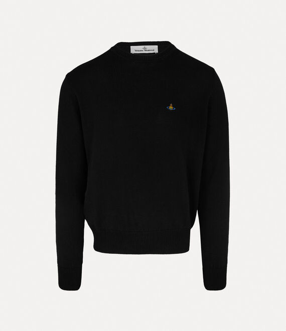 Vivienne Westwood Black Crewneck Sweater With Orb Embroidery In Cotton And Cashmere