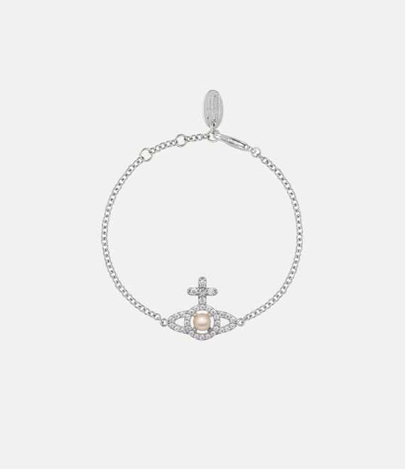 Vivienne Westwood Olympia Pearl Chain Bracelet In Platinum-creamrose-pearl-white-cz