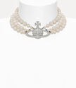 THREE ROW PEARL BAS RELIEF CHOKER  large image number 1