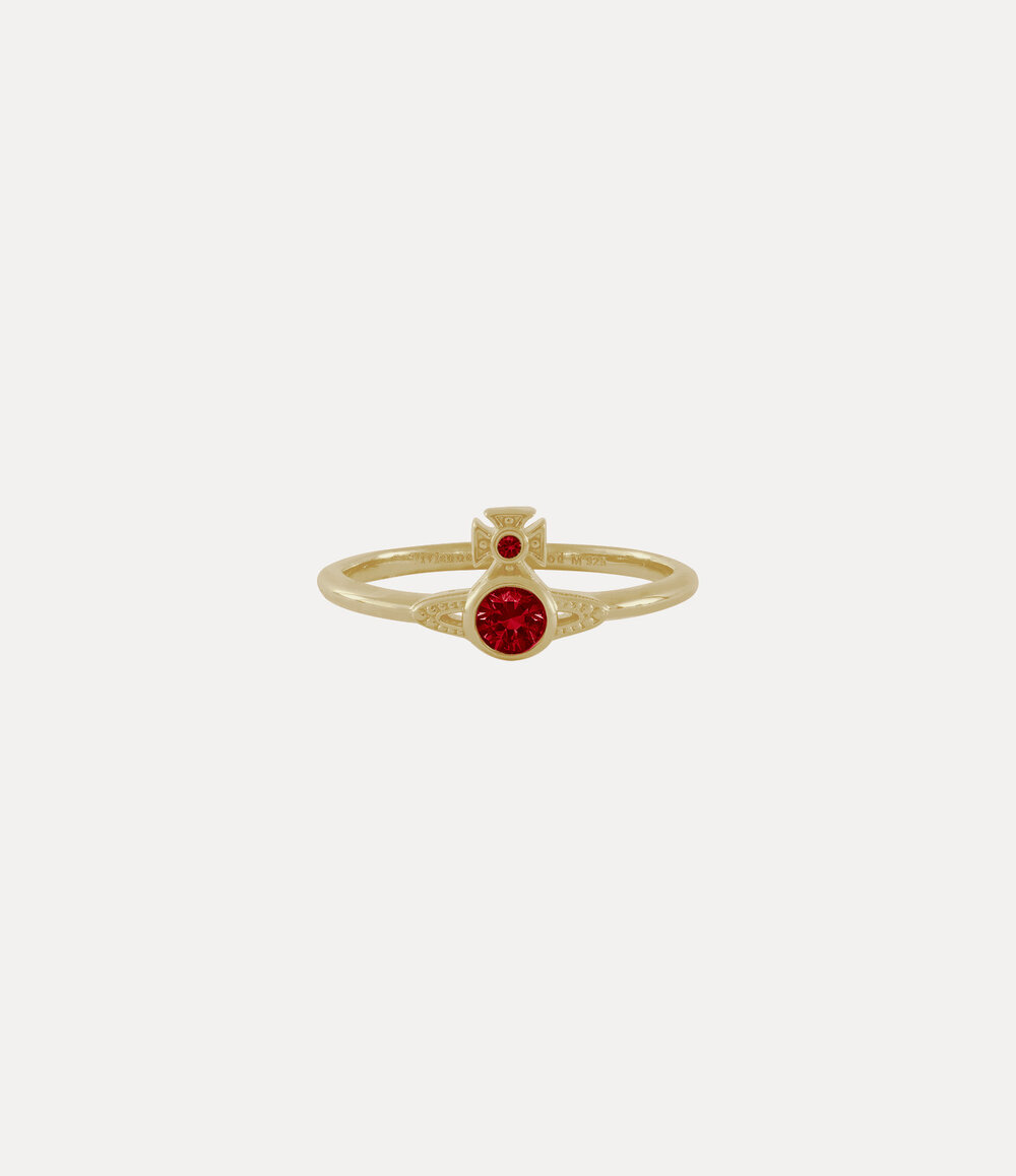 Vivienne Westwood London Orb Ring in Gold Red Cz