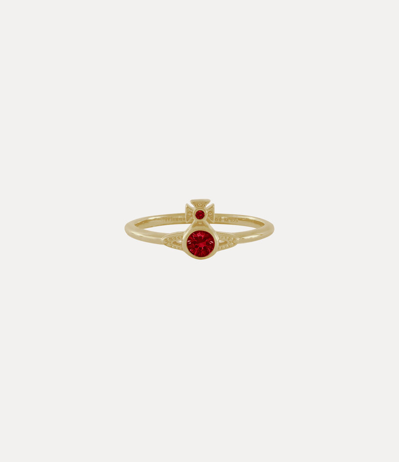 Vivienne Westwood London Orb Ring in Gold Red Cz