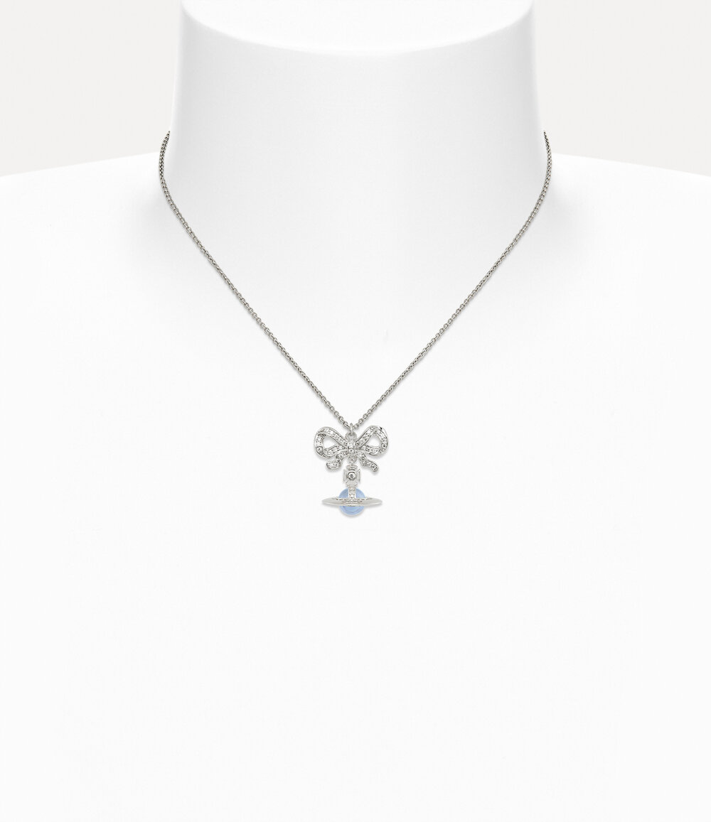 Vivienne Westwood Octavie Pendant Necklace in Platinum Light Blue White Cz, view 2