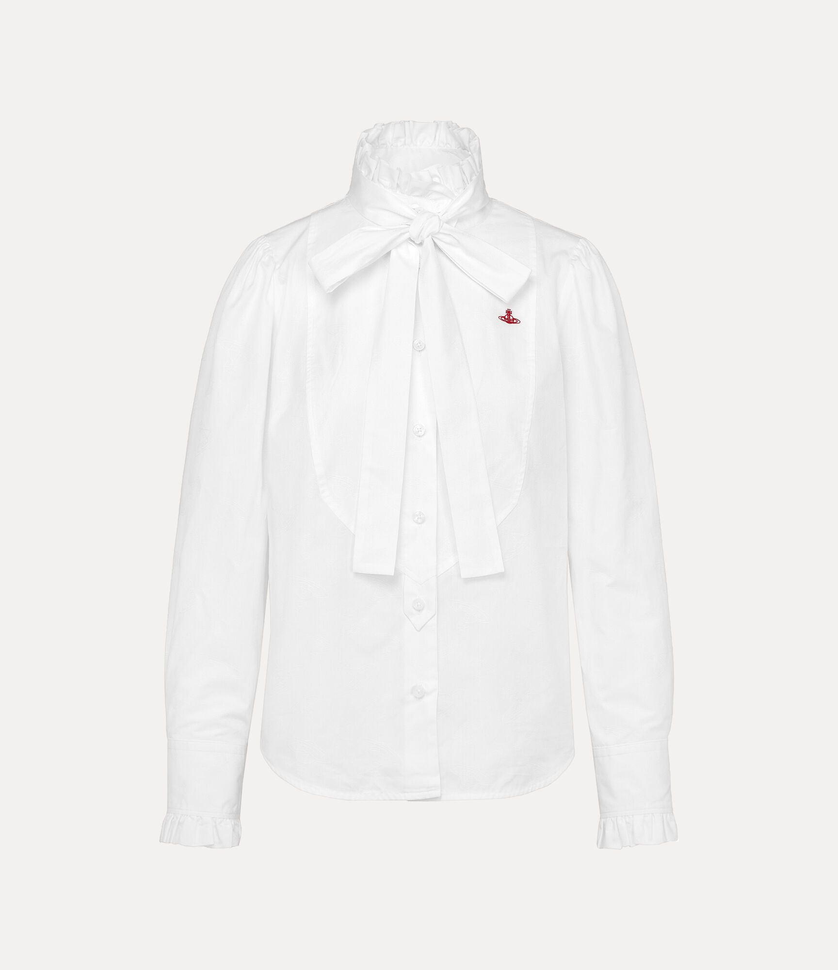 Orb Jacquard Frill Bow Shirt