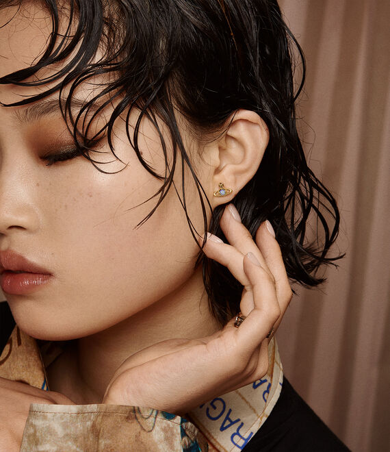 Nano Solitaire Earrings in GOLD-VITRAIL-LIGHT-Crystal Vivienne