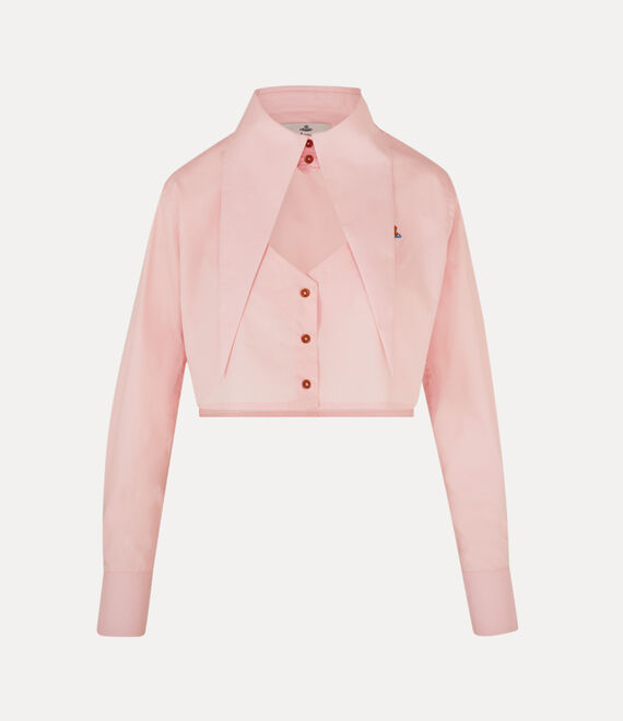 Vivienne Westwood Mens Cut Out-heart Cropped Cotton-poplin Shirt Pink