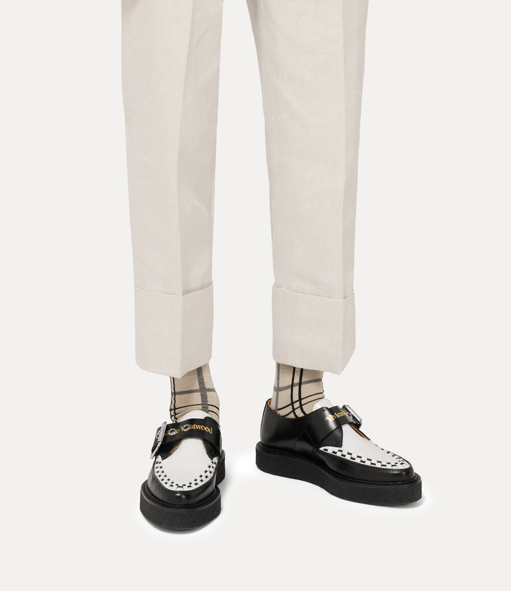 Vivienne Westwood Point Toe Monk Shoe in Black White, view 3