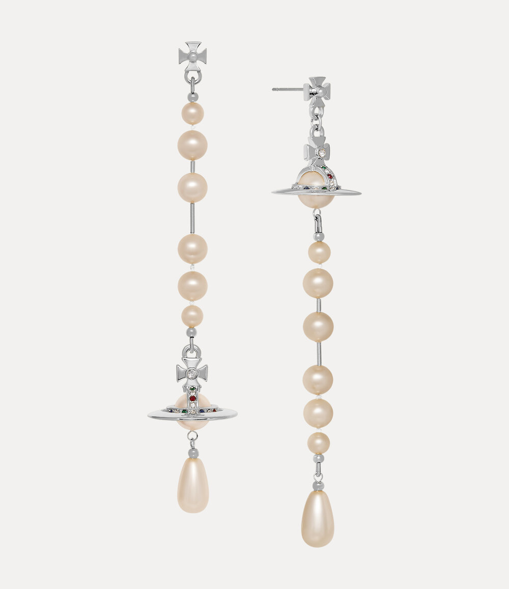 Vivienne Westwood Broken Pearl Earrings in Silver