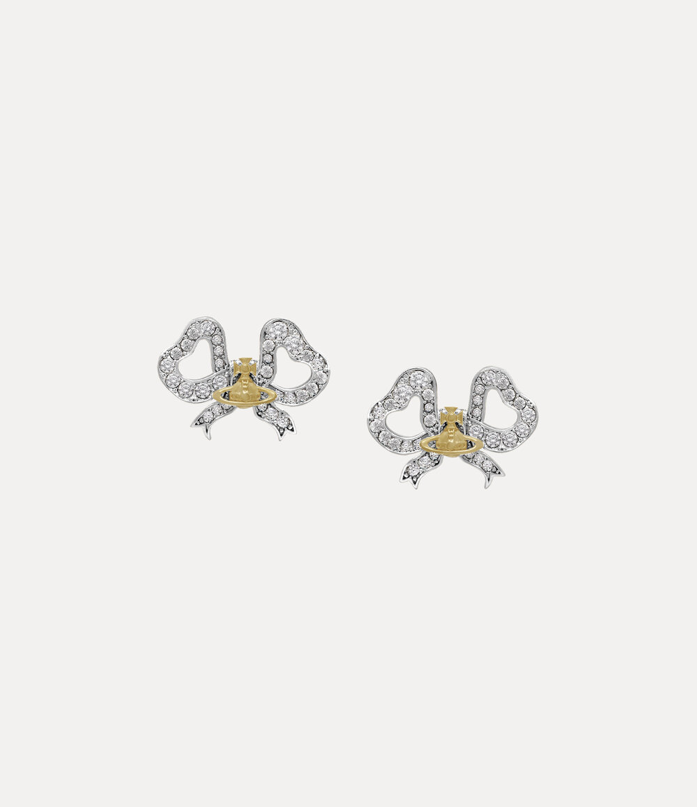 Vivienne Westwood Rigoberta Earrings in Platinum Gold White Crystal