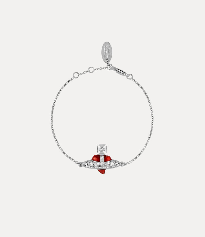 Vivienne Westwood New Diamante Heart Bracelet in Silver