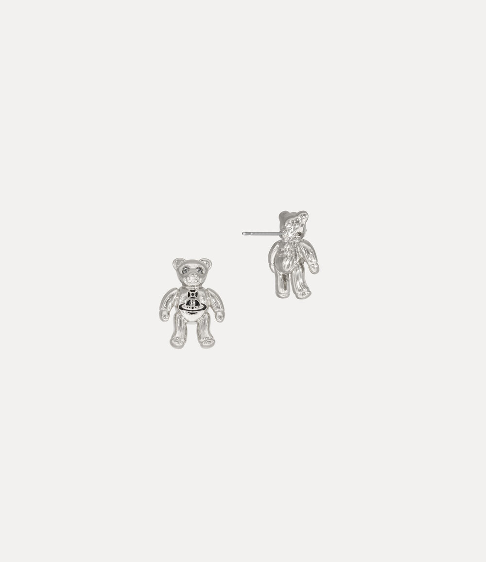Vivienne Westwood Ruby Small Earrings in Platinum Black Diamond Crystal Black Enamel, view 2