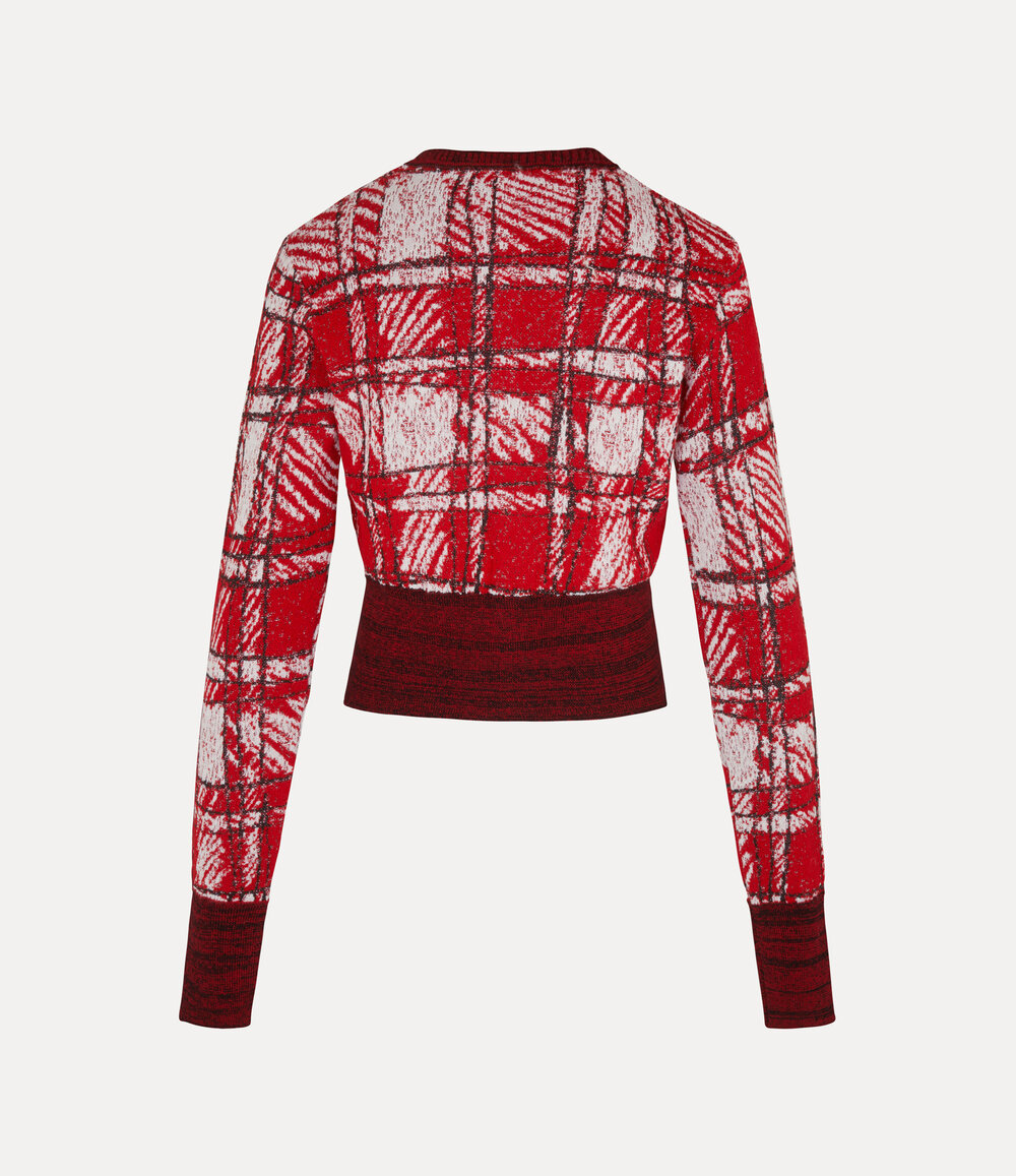 Vivienne Westwood Scribble Check Cardigan in Red, view 3