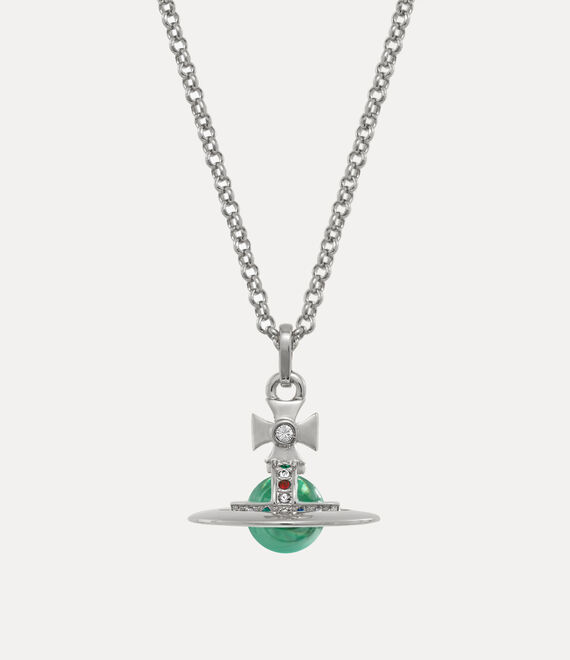 New Tiny Orb Pendant Necklace in PLATINUM-MINT-GREEN-MULTI | Vivienne ...