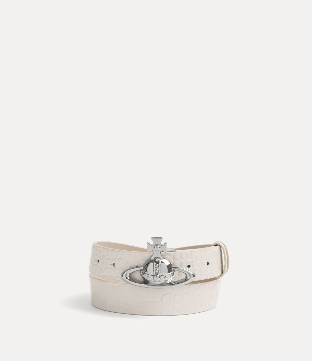 Vivienne Westwood Orb Buckle Belt in Pearl White
