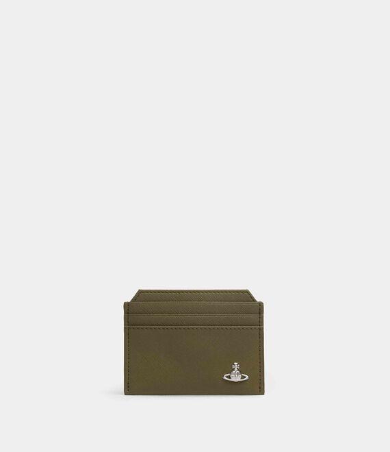 Vivienne Westwood Slim Card Holder Faux Leather Khaki One Size Unisex