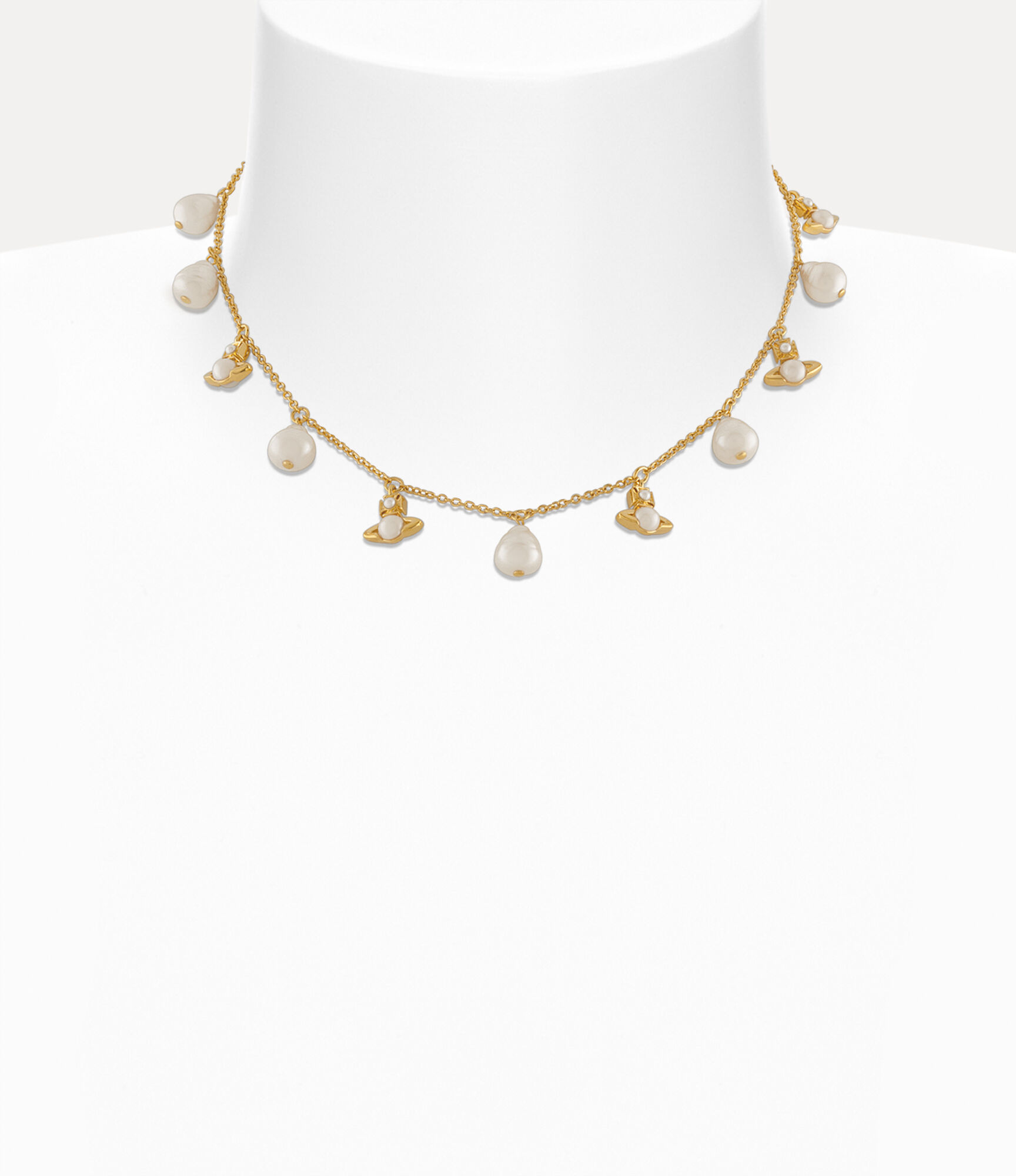 Emiliana Necklace in GOLD-CREAMROSE-Pearl | Vivienne Westwood®