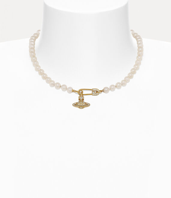 Vivienne Westwood Lucrece Pearl Necklace In Gold-light-creamrose-white-cz
