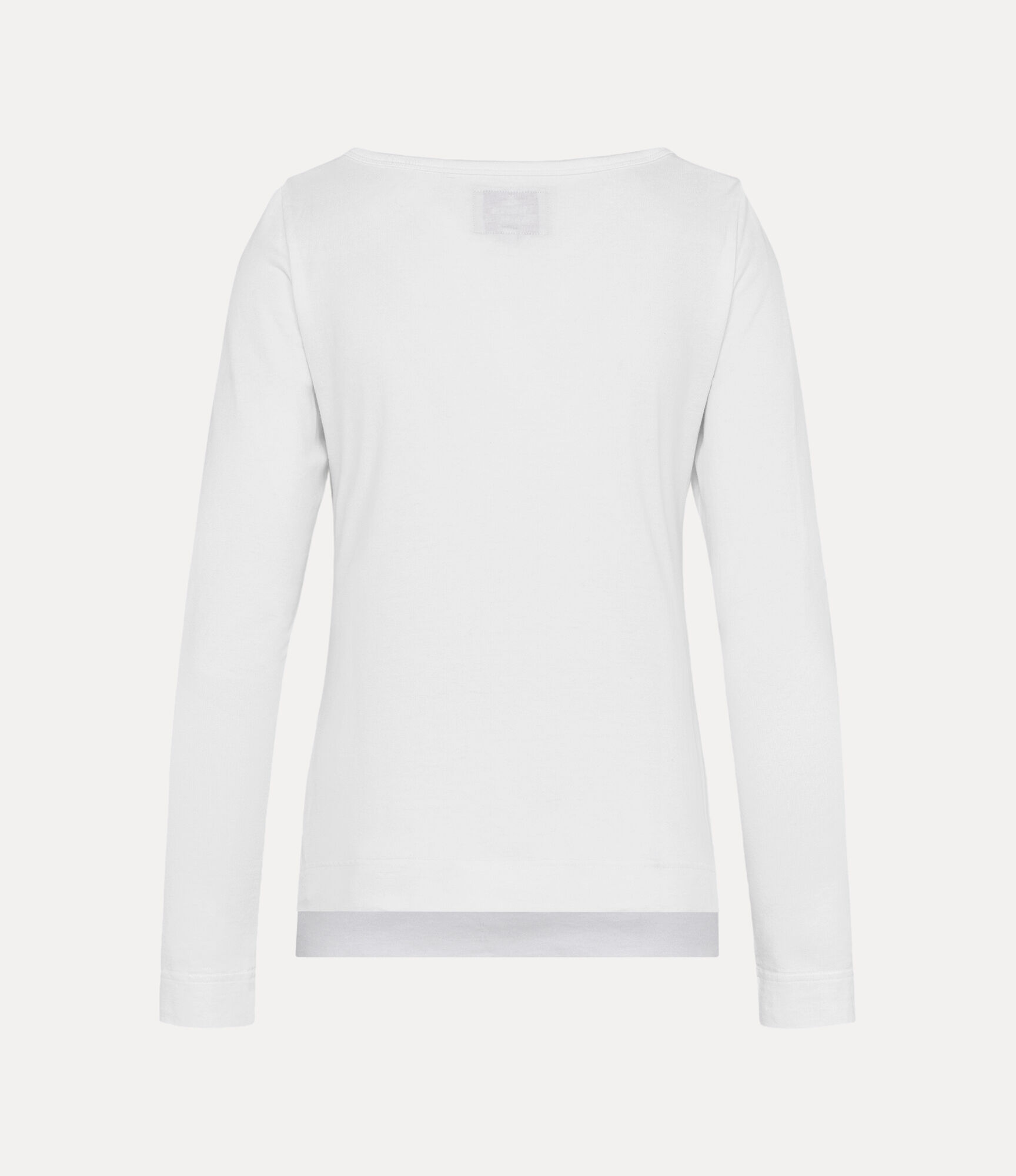 Organic Cotton Jersey Basic ラウンドネック長袖Tシャツ - ホワイト