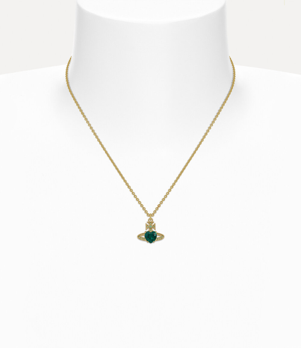 Vivienne Westwood Ariella Pendant Necklace in Gold Emerald Cz Erinite Crystal, view 2