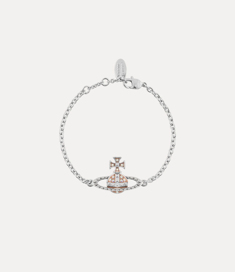 Vivienne Westwood Mayfair Bas Relief Bracelet in Rhodium Pink Gold Crystal Ab Crystal