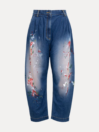 Hand Painted Denim Curve Pants