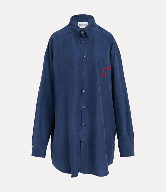 Shop Andreas Kronthaler Oversized Shirt In Slate-blue