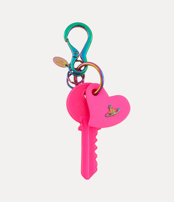 Vivienne Westwood Key And Heart Keyring Leather Fuchsia One Size Unisex In Pink