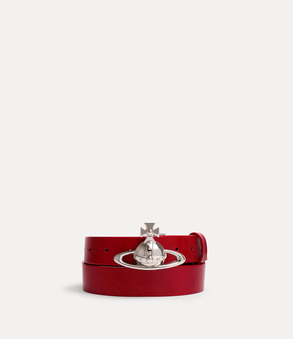 Vivienne Westwood Orb Buckle Belt Naplak Leather Red S/m Unisex