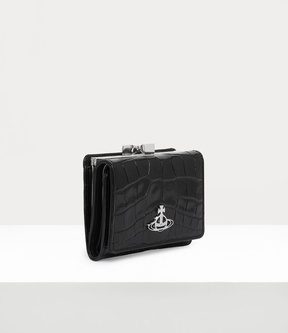 Crocodile Small Frame Wallet in BLACK | Vivienne Westwood®